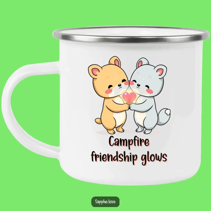 Funny Animal Friends Camping Mug - Cute Love Heart Friendship Camp Gift