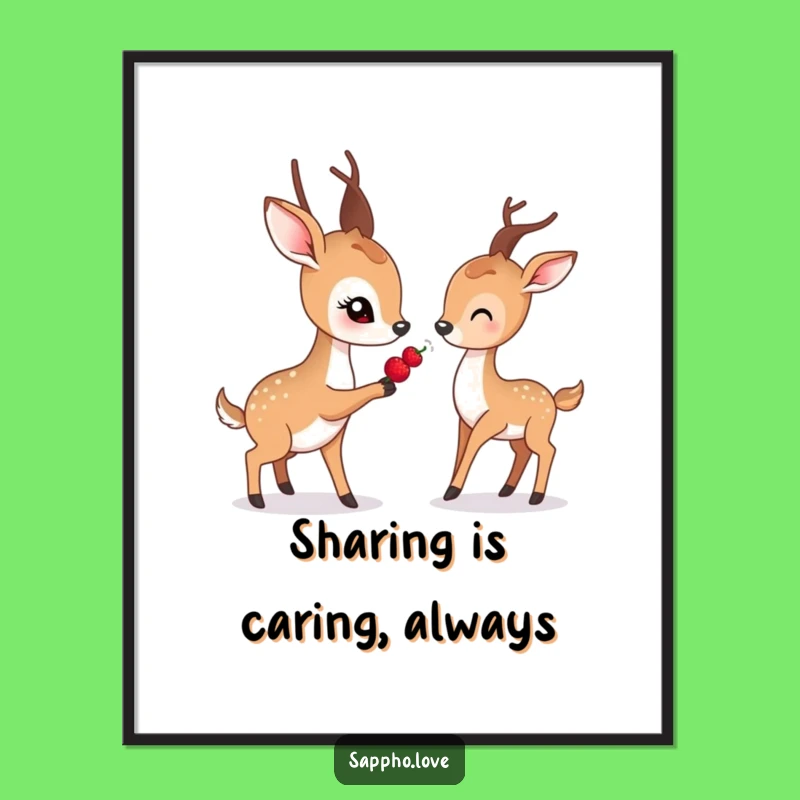 Funny Free Printable Wall Art: Gentle Deer Berry Share Downloadable Art Gift