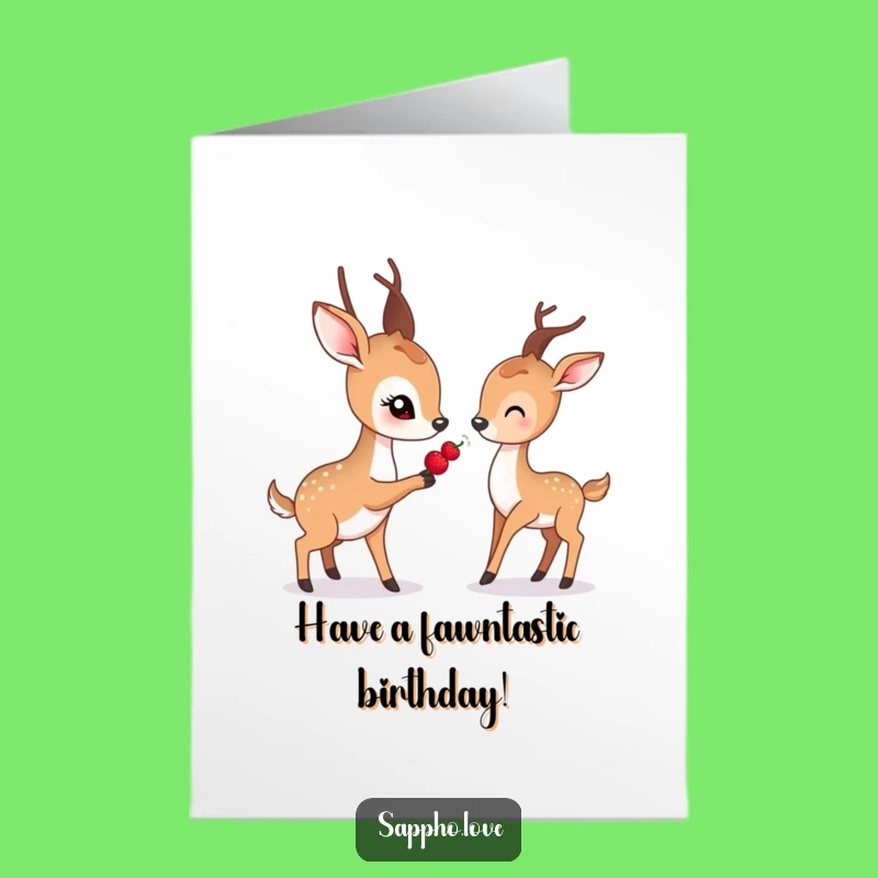 Free Printable Birthday Card: Gentle Deer Berry Share Downloadable Gift