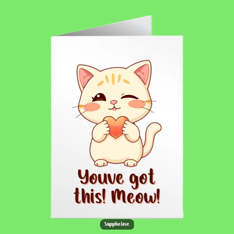 Free Printable Congratulations Card: Winking Cat Heart - Funny Downloadable Gift
