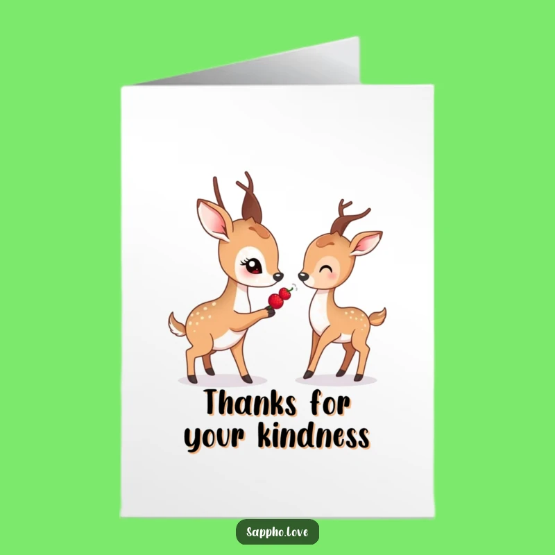 Free Printable Thank You Card: Deer Berry Share Gratitude Downloadable Gift
